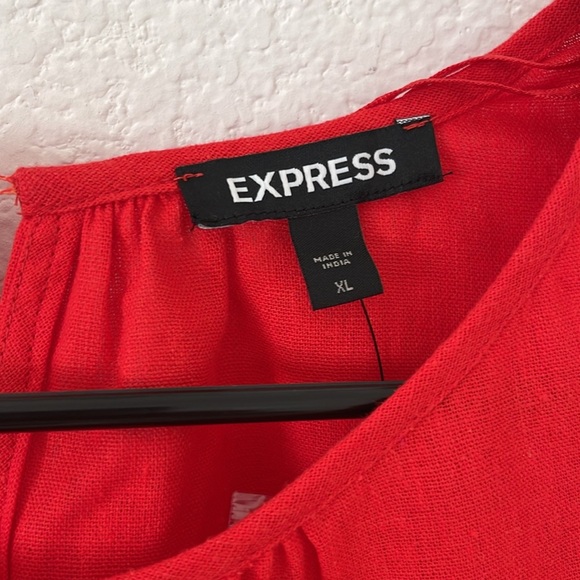 Express Red Ruffle Sleeve Blouse - Picture 2 of 6